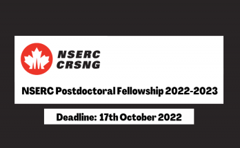 nserc postdoctoral fellowship 2022
