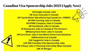 Canadian Visa Sponsorship Jobs 2023